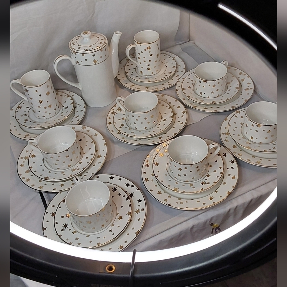GALAXY FINE PORCELAIN CHINA BY SAKURA 14 KARAT TEA SET FOR 8 - Picture 8 of 11